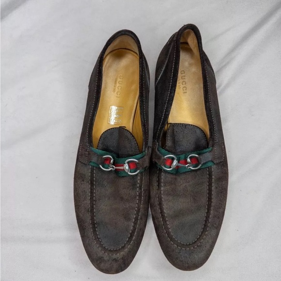 Gucci Loafer Womens Round Toe Horsebit Brown Suede EU 40.5 US 10.5 - Picture 1 of 9